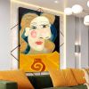 Handmade Oil Painting Nice Day Sky Sea Meadow Flowers Painting on Canvas Handmade Wall Art Original Oil Artwork for Home Living Room Bedroom Office D