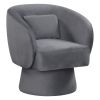 Swivel Accent Chair Upholstered Barrel Chair with Curved Back and Removable Lumbar Pillow
