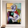Handmade Oil Painting Nice Day Sky Sea Meadow Flowers Painting on Canvas Handmade Wall Art Original Oil Artwork for Home Living Room Bedroom Office D