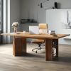 62.99-Inch Computer Desk, Modern Executive Office Desk, Large Long Writing Table with Storage Shelves