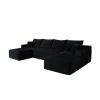 134" Cloud Sectional Sofa with U-Shape Chaise and Side Pockets and Cup holder , Modern Modular Design, Deep Seating