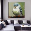 Hand Painted Oil Painting Original Colorful Animal Oil Painting On Canvas Bird Oil Painting Blue Bird Painting Impasto Original Art Animal Wall Art L