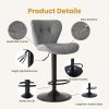 Swivel Bar Stools Set Of 2 with Adjustable Height, Fabric with Backrest for Outdoor Use Only
