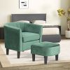 Upholstered Teddy Velvet Club Barrel Chair with Ottoman with Footrest