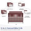 Baby Crib 5-in-1 Convertible, Wood Crib Converts to Toddler Bed, Daybed and Full-Size Bed, Non-Toxic Finishes