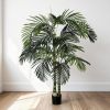 6FT Artificial Golden Cane Palm Tree with Black Plastic Pot, Realistic Faux Tropical Plant with PE Leaves and Flexible Branches for Indoor Outdoor Dec
