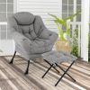 Modern Accent Chair with Folding Footrest and Head Pillow