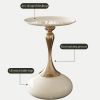 Modern Round Side Table White & Golden - Compact Metal Pedestal Accent Table with Round Top, Minimalist Bedside Table for Small-Space Furniture, Easy
