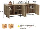 68 Inch Oak Sideboard Buffet Cabinet with 4 Doors, Large Decorative Storage Cabinet with Adjustable Shelves