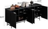 68 Inch Oak Sideboard Buffet Cabinet with 4 Doors, Large Decorative Storage Cabinet with Adjustable Shelves