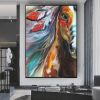 Hand Painted Oil Painting Abstract Oil Painting Camouflage Painting Art Horse Wall Art Picture Knife Canvas Acrylic Texture Colorful Animal Living Ro
