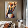 Handpainted large Sexy Naked Back Wall Art Sexy Girl woman Modern Abstract Nude Oil Painting on Canvas Home Entryway Living Room Bedroom Luxurious De