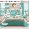 Quilted Bedspread & Curtain Set 9 Piece, Queen Size - Bedding Ensemble with Sheer Filtering Drapes, 1.6" Grommet Top, Machine Washable