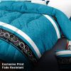 9-Piece Turquoise Swirl Bedding & Curtain Set (Queen/King/Cal King) - Quilted Microfiber Bedspread + Sheer Curtains