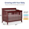 Baby Crib 5-in-1 Convertible, Wood Crib Converts to Toddler Bed, Daybed and Full-Size Bed, Non-Toxic Finishes