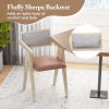 Mid Century Wooden Accent Chairs with Leathaire Seat Cushions Set of 2