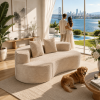 Boneless Compressed Modular Sofa, Soft Striped Corduroy Floor Couch with Deep Seat, Wide Armrests and Back Pillows