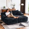 Oversized Double Chaise Lounge Corduroy Upholstered Boneless Couch Cloud Deep Seat Sofa