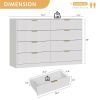 Fluted Drawer Dresser For Bedroom, Wood Storage Cabinet With Golden Metal Handles, Modern Closet Of Drawers for Living Room