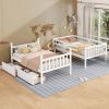 Twin Over Twin Rubber Wood Bunk Bed with 2 Drawers,Convertible into 2 Twin Beds,Twin Size Bunk Bed with Ladder and Safety Guardrails ,Grey
