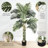 6FT Artificial Golden Cane Palm Tree with Black Plastic Pot, Realistic Faux Tropical Plant with PE Leaves and Flexible Branches for Indoor Outdoor Dec