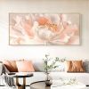Hand Painted Oil Painting Abstract Flower Art Blooming White Pink Peony Flower Oil painting On Canvas Texture Art Painting For Living Room Wall Decor