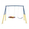 Swing Set for Backyard, 330lbs Swing Set with Heavy-Duty A-Frame Metal Outdoor Swing Stand, 1 Saucer Swing Seat & 1 Belt Swings Seat