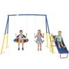 Swing Set for Backyard, 330lbs Swing Set with Heavy-Duty A-Frame Metal Outdoor Swing Stand, 1 Saucer Swing Seat & 1 Belt Swings Seat