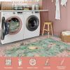 Botanical Birds 5x7 Washable Living Room Rug, Boho Green Bedroom Dining Room Rugs for Under Table, Large Vintage Indoor Floor Carpet for Home Office