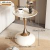 Modern Round Side Table White & Golden - Compact Metal Pedestal Accent Table with Round Top, Minimalist Bedside Table for Small-Space Furniture, Easy