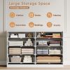 Fluted Drawer Dresser For Bedroom, Wood Storage Cabinet With Golden Metal Handles, Modern Closet Of Drawers for Living Room
