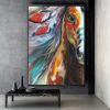 Hand Painted Oil Painting Abstract Oil Painting Camouflage Painting Art Horse Wall Art Picture Knife Canvas Acrylic Texture Colorful Animal Living Ro