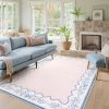 Botanical Birds 5x7 Washable Living Room Rug, Boho Green Bedroom Dining Room Rugs for Under Table, Large Vintage Indoor Floor Carpet for Home Office