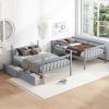 Twin Over Twin Rubber Wood Bunk Bed with 2 Drawers,Convertible into 2 Twin Beds,Twin Size Bunk Bed with Ladder and Safety Guardrails ,Grey