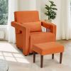 Modern Berber Fleece Accent Chair with Ottoman and Waist Pillow for Living Room