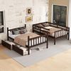 Twin Over Twin Rubber Wood Bunk Bed with 2 Drawers,Convertible into 2 Twin Beds,Twin Size Bunk Bed with Ladder and Safety Guardrails ,Grey