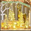 6 Pcs Mercury Glass Christmas Tree for Tabletop Light up Figurine Christmas Tree Mercury Cracked Glass Globe with Light for Xmas Decor Home Party Cen