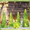 6 Pcs Mercury Glass Christmas Tree for Tabletop Light up Figurine Christmas Tree Mercury Cracked Glass Globe with Light for Xmas Decor Home Party Cen