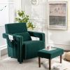 Modern Berber Fleece Accent Chair with Ottoman and Waist Pillow for Living Room