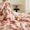 Ultra Soft Luxury Fluffy Faux Rabbit Fur Throw Blanket, Thick Warm Bubble Throw for Bed, Cozy Plush Reversible Blankets for Couch, Chair, Sofa