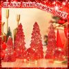 6 Pcs Mercury Glass Christmas Tree for Tabletop Light up Figurine Christmas Tree Mercury Cracked Glass Globe with Light for Xmas Decor Home Party Cen