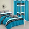 9-Piece Turquoise Swirl Bedding & Curtain Set (Queen/King/Cal King) - Quilted Microfiber Bedspread + Sheer Curtains