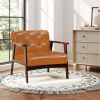 Rubber Wood Frame Accent Chair with Armrest for Living Room