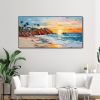 Hand Painted Oil Painting Abstract Seaside Landscape Palette Knife Art Impressionist Island Beach Scene Mural Sunrise Over Sea Artwork 3D Wall Art Pe