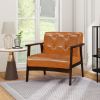 Rubber Wood Frame Accent Chair with Armrest for Living Room