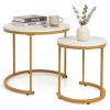 Set of 2 Modern Round Stacking Nesting Coffee Tables
