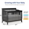 Baby Crib 5-in-1 Convertible, Wood Crib Converts to Toddler Bed, Daybed and Full-Size Bed, Non-Toxic Finishes
