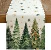 Christmas Table Runner 13x72 Inch, Xmas Trees Snowflakes Winter Holiday Decorative Farmhouse Table Decorations for Kitchen Dinning, Indoor Outdoor Di