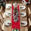 Christmas Table Runner 13x72 Inch, Xmas Trees Snowflakes Winter Holiday Decorative Farmhouse Table Decorations for Kitchen Dinning, Indoor Outdoor Di