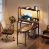 43/53 Inch L-Shaped Desk with Storage Shelves & Hooks - Reversible Computer Table Suitable for Office, Gaming Setup, Workstation with Spacious, Assem